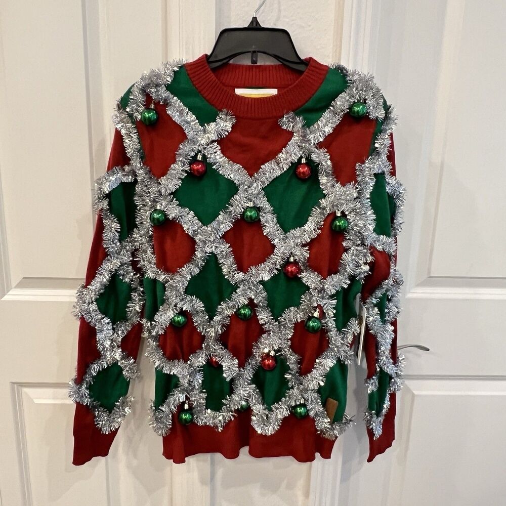 Tipsy Elves Ugly Christmas Sweater Tacky Tinsel Men's L Women's XL NWT